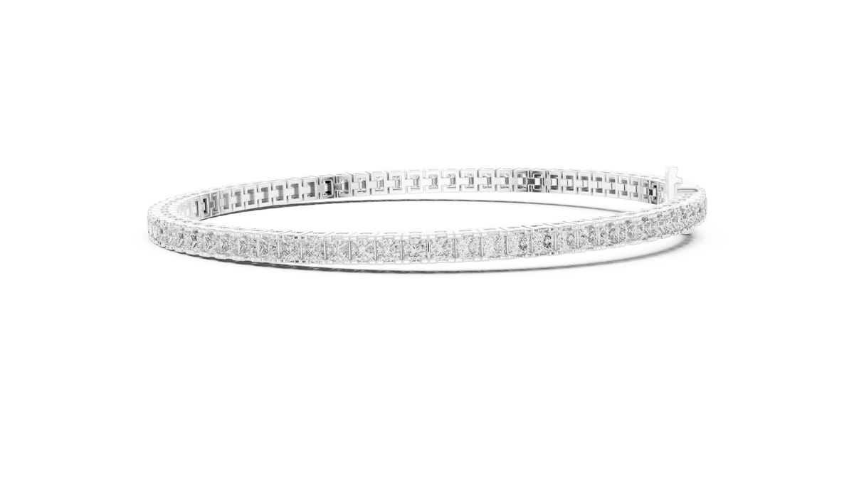 Channel-Set Princess Cut Diamond Tennis Bracelet