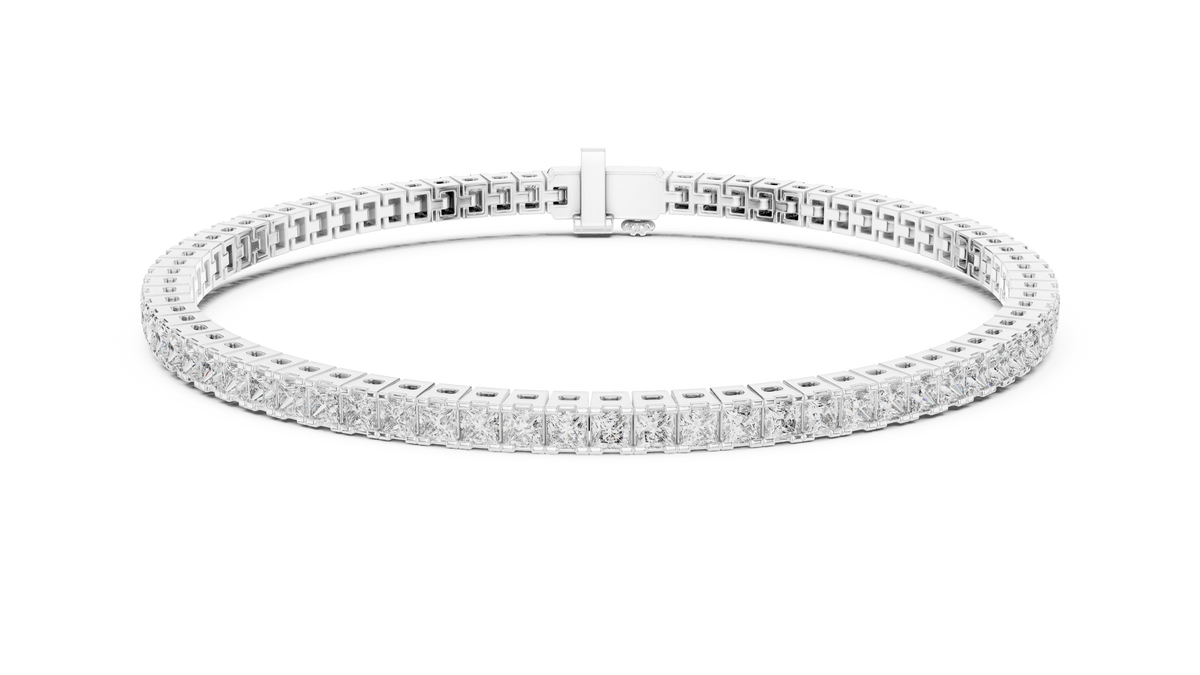 Channel-Set Princess Cut Diamond Tennis Bracelet