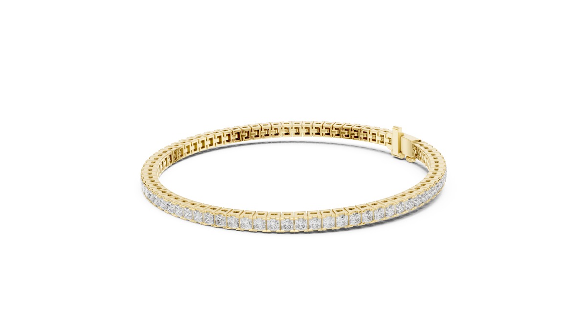 سوار تنس بألماس برنسيس بترصيع القناة in Yellow Gold - VYKA Diamonds