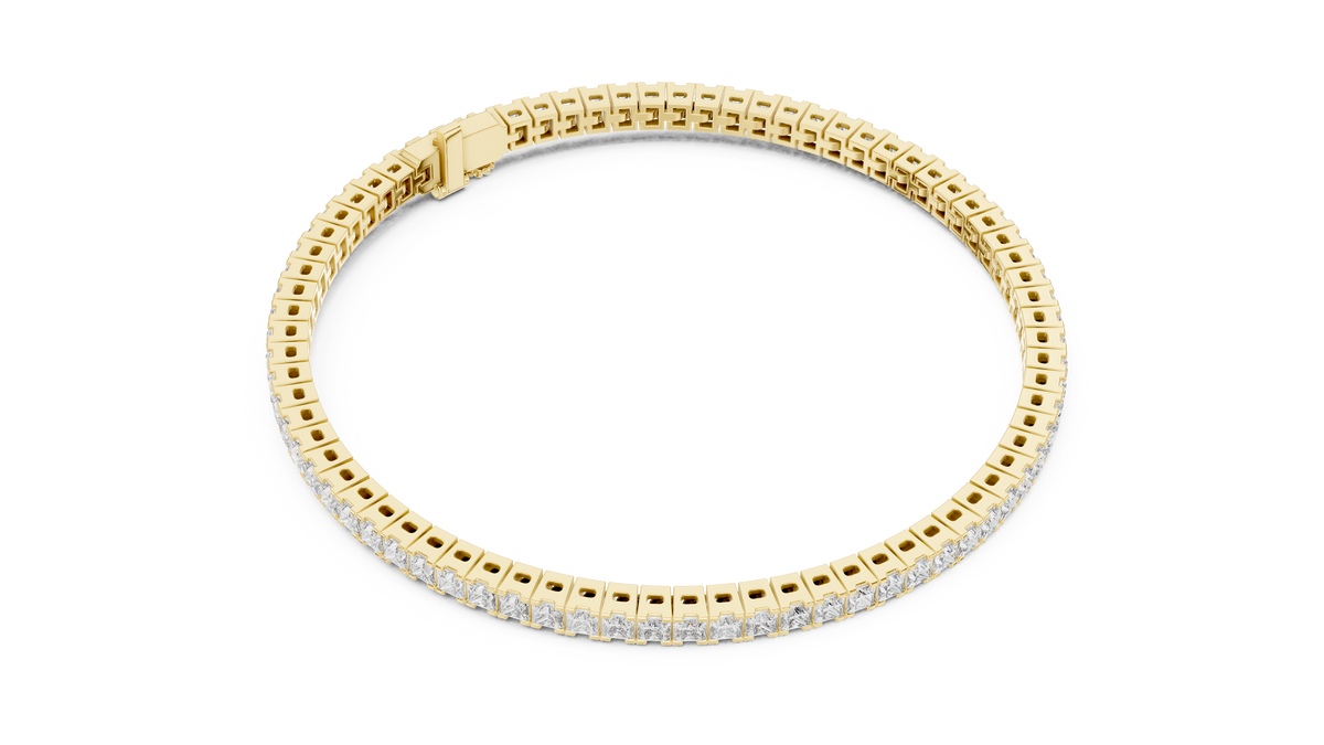 Channel-Set Princess Cut Diamond Tennis Bracelet