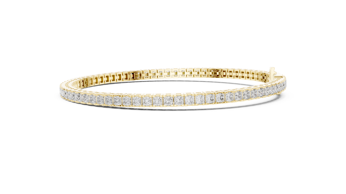 Channel-Set Princess Cut Diamond Tennis Bracelet