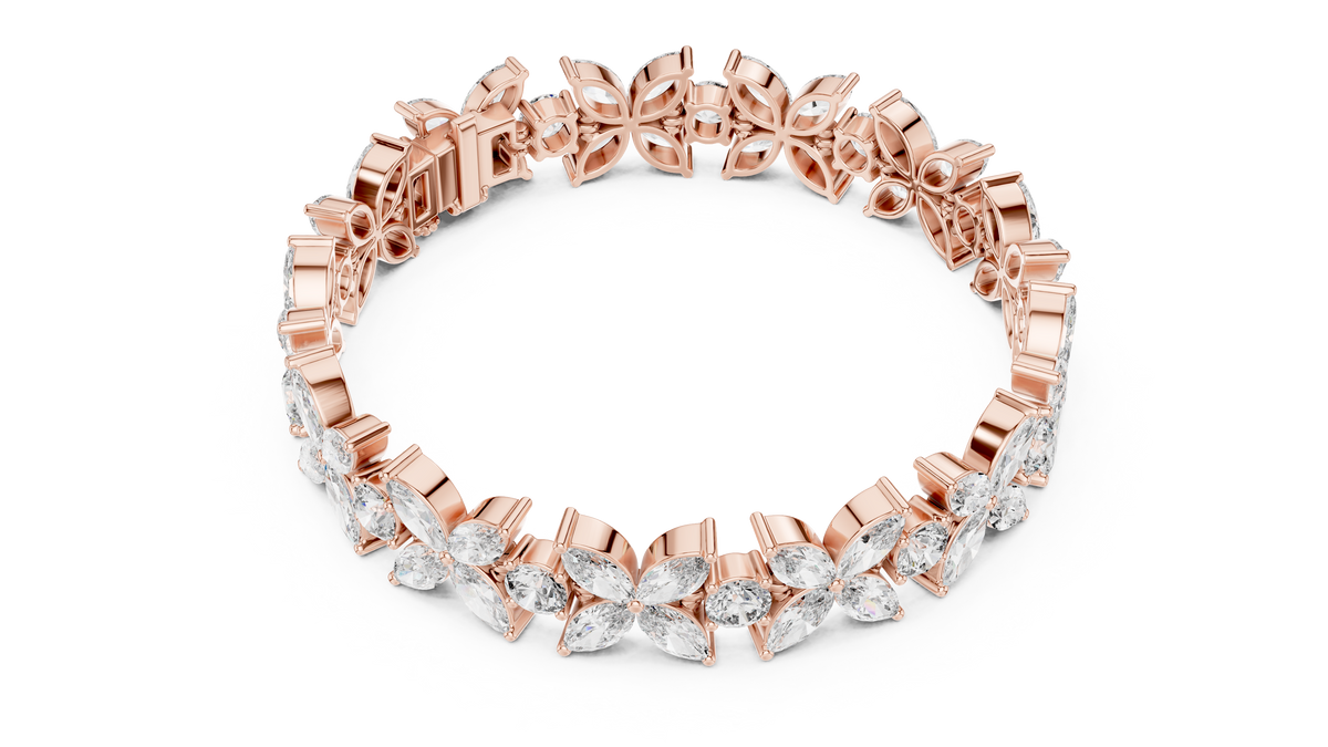 Marquise Flower Diamond Tennis Bracelet