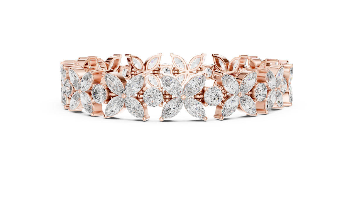 Marquise Flower Diamond Tennis Bracelet