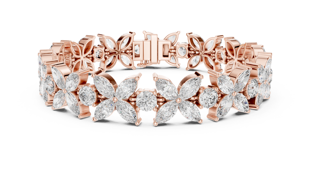 Marquise Flower Diamond Tennis Bracelet
