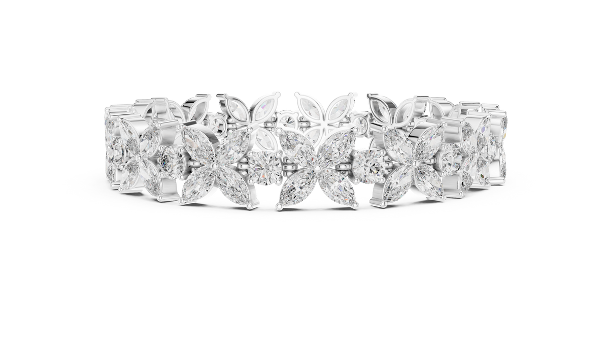 سوار تنس بزهور من ألماس الماركيز in White Gold - VYKA Diamonds