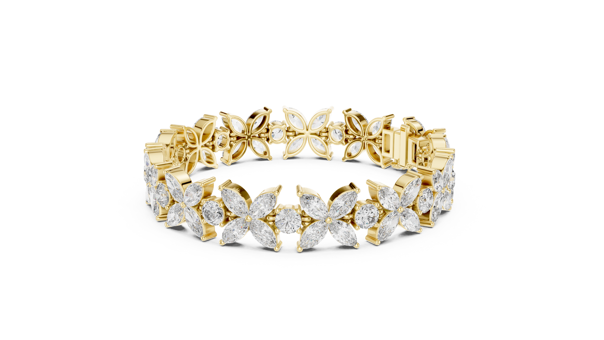 سوار تنس بزهور من ألماس الماركيز in Yellow Gold - VYKA Diamonds