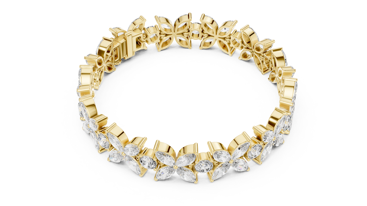 سوار تنس بزهور من ألماس الماركيز in Yellow Gold - VYKA Diamonds