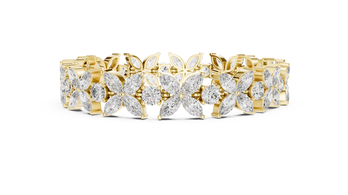 سوار تنس بزهور من ألماس الماركيز in Yellow Gold - VYKA Diamonds