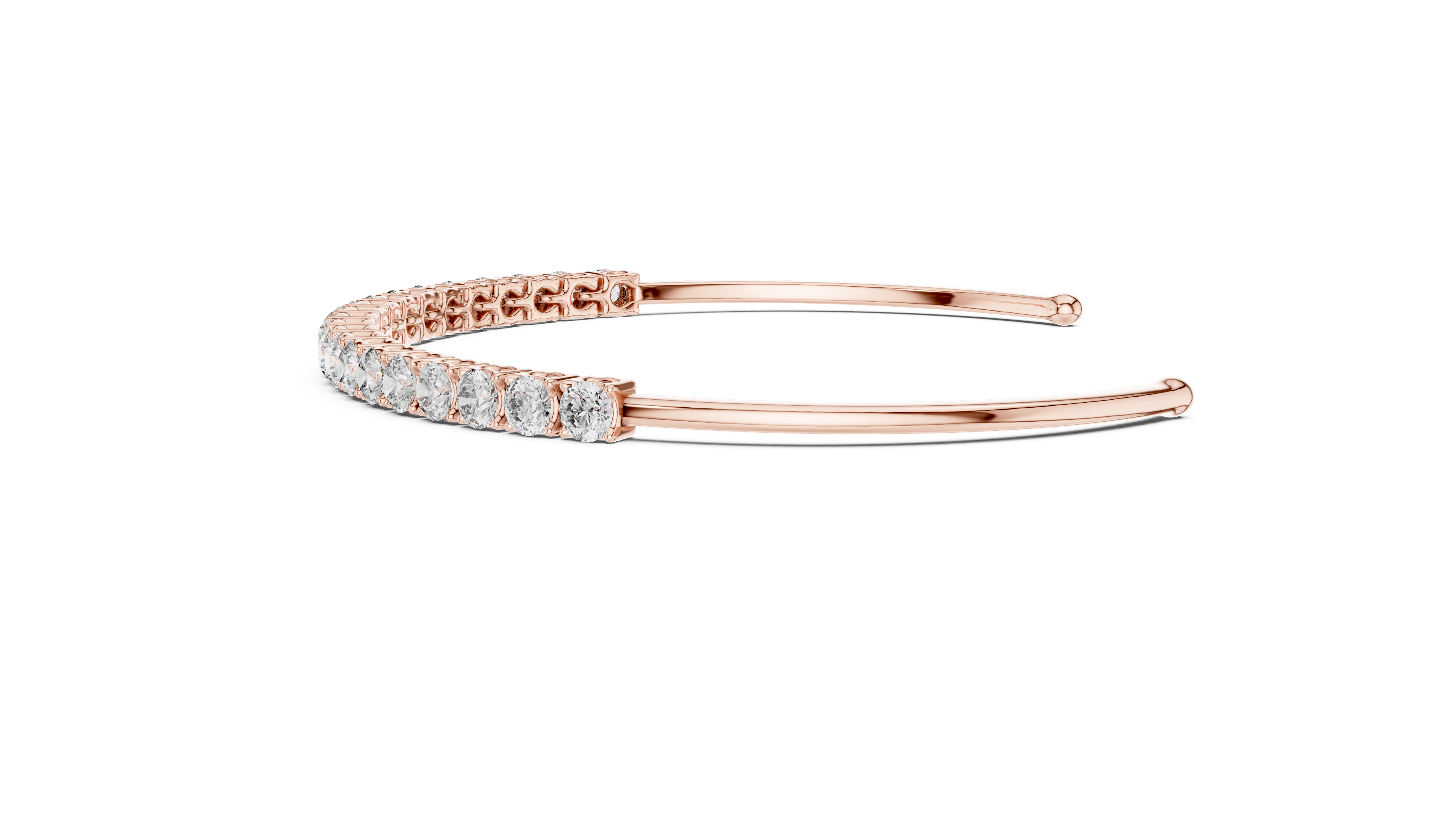 Diamond Prong Open Cuff Bangle in Rose Gold - VYKA Diamonds