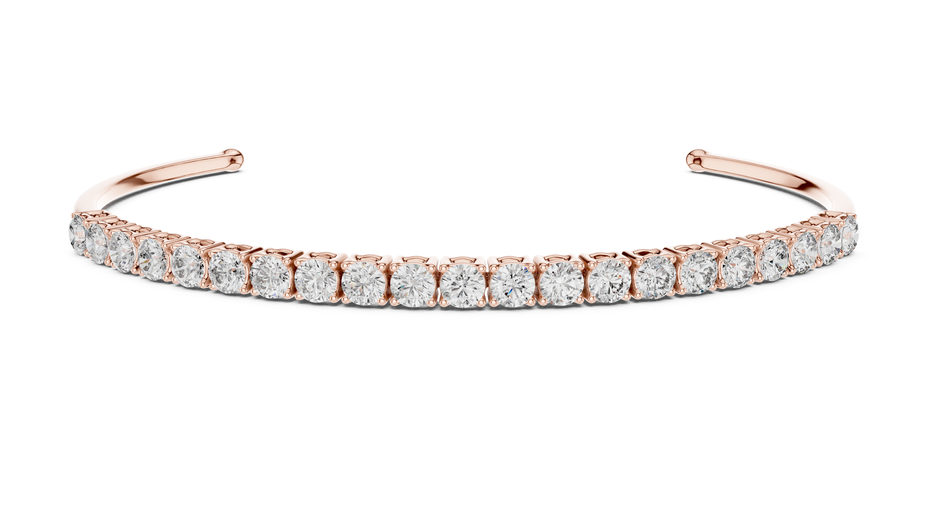 Diamond Prong Open Cuff Bangle in Rose Gold - VYKA Diamonds