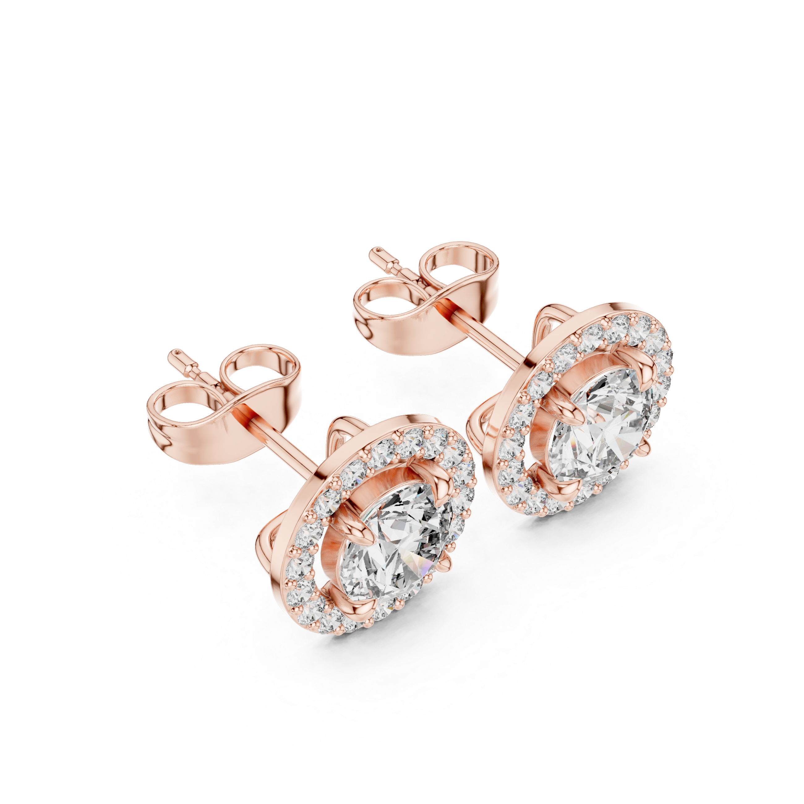 Waterfall Cascade Diamond Stud Earrings in Rose Gold - VYKA Diamonds