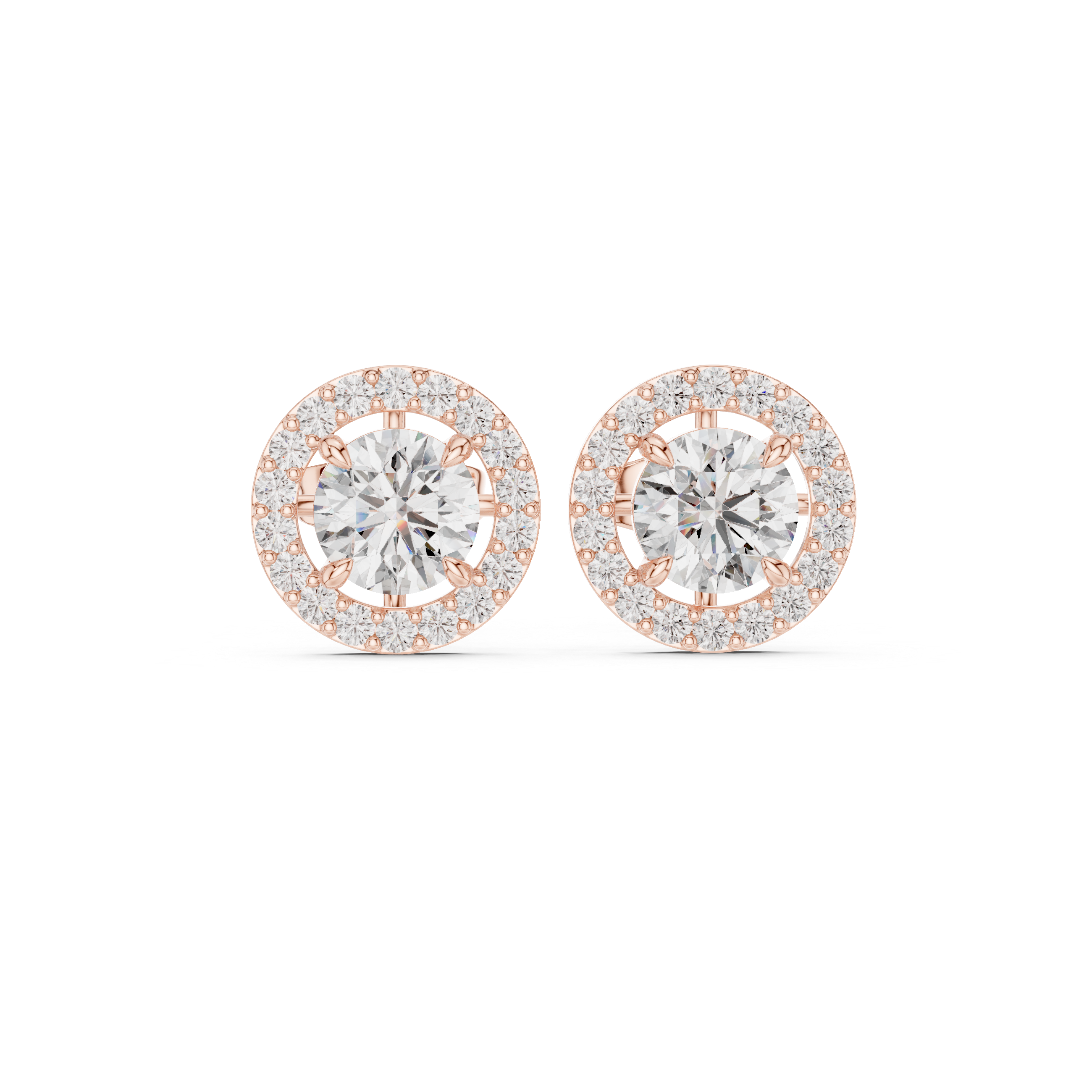 Waterfall Cascade Diamond Stud Earrings in Rose Gold - VYKA Diamonds