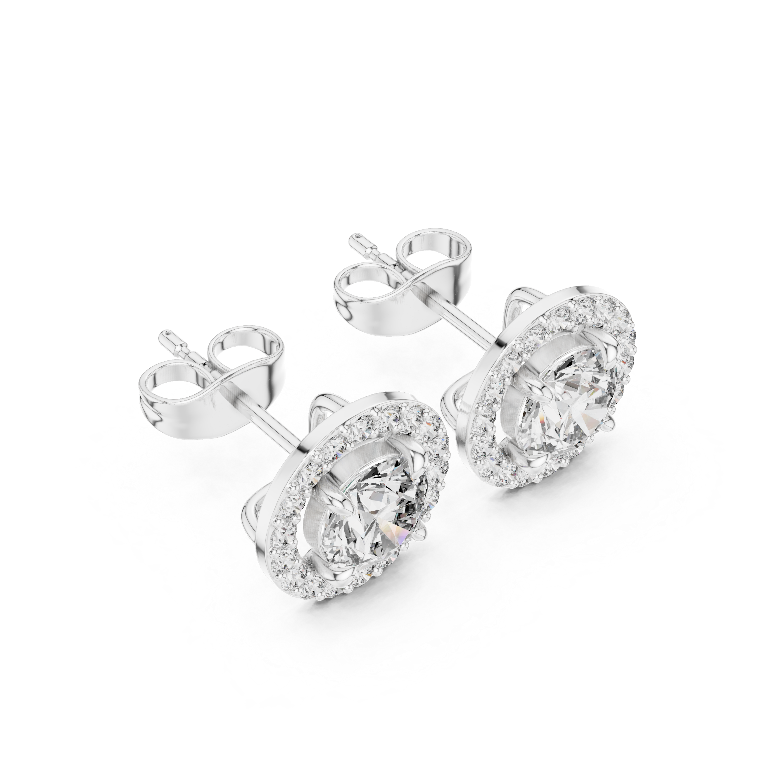 Waterfall Cascade Diamond Stud Earrings in White Gold - VYKA Diamonds