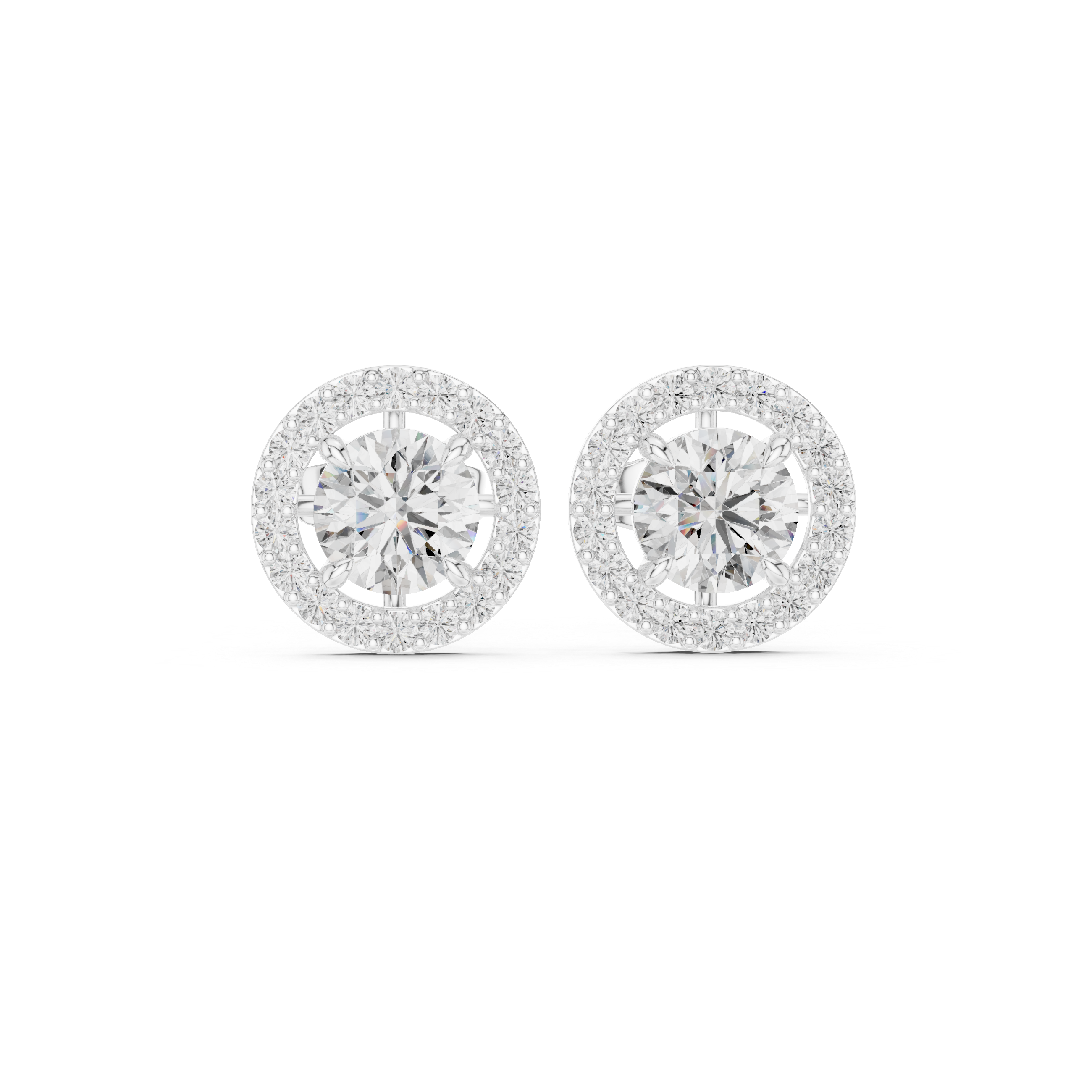 Waterfall Cascade Diamond Stud Earrings in White Gold - VYKA Diamonds