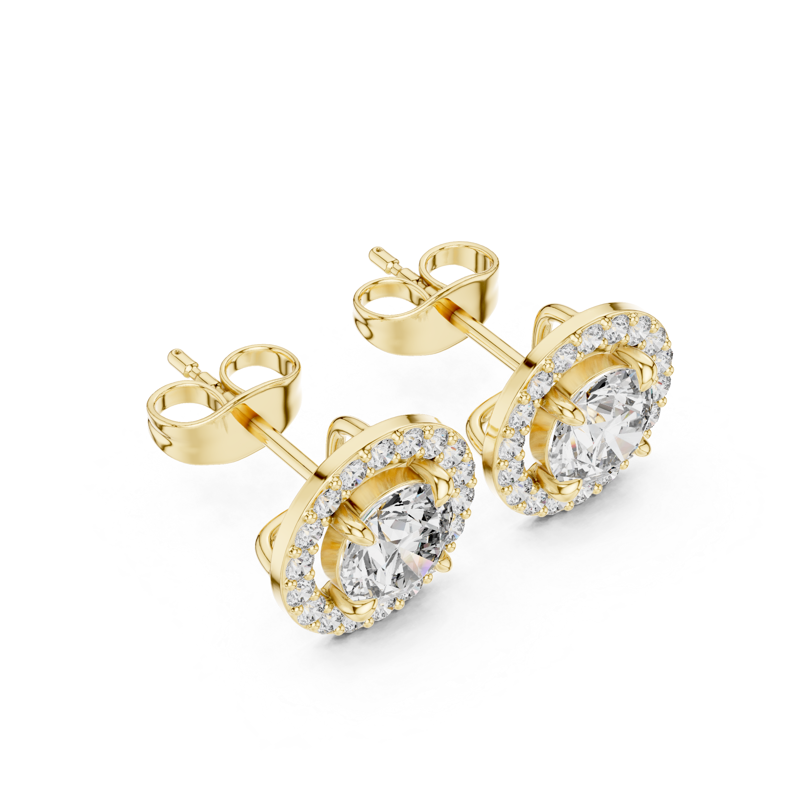 Waterfall Cascade Diamond Stud Earrings in Yellow Gold - VYKA Diamonds