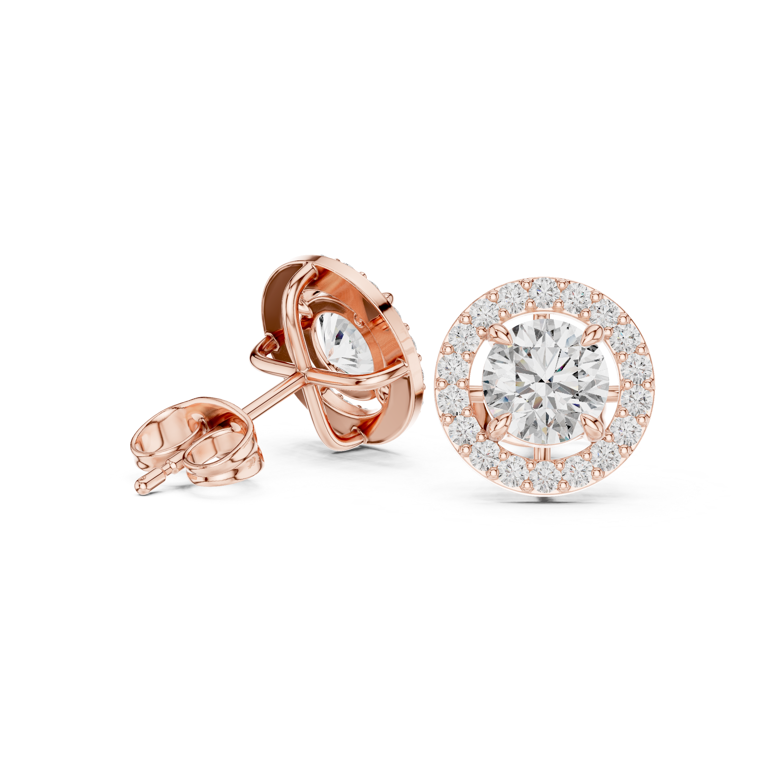 Waterfall Cascade Diamond Stud Earrings in Rose Gold - VYKA Diamonds