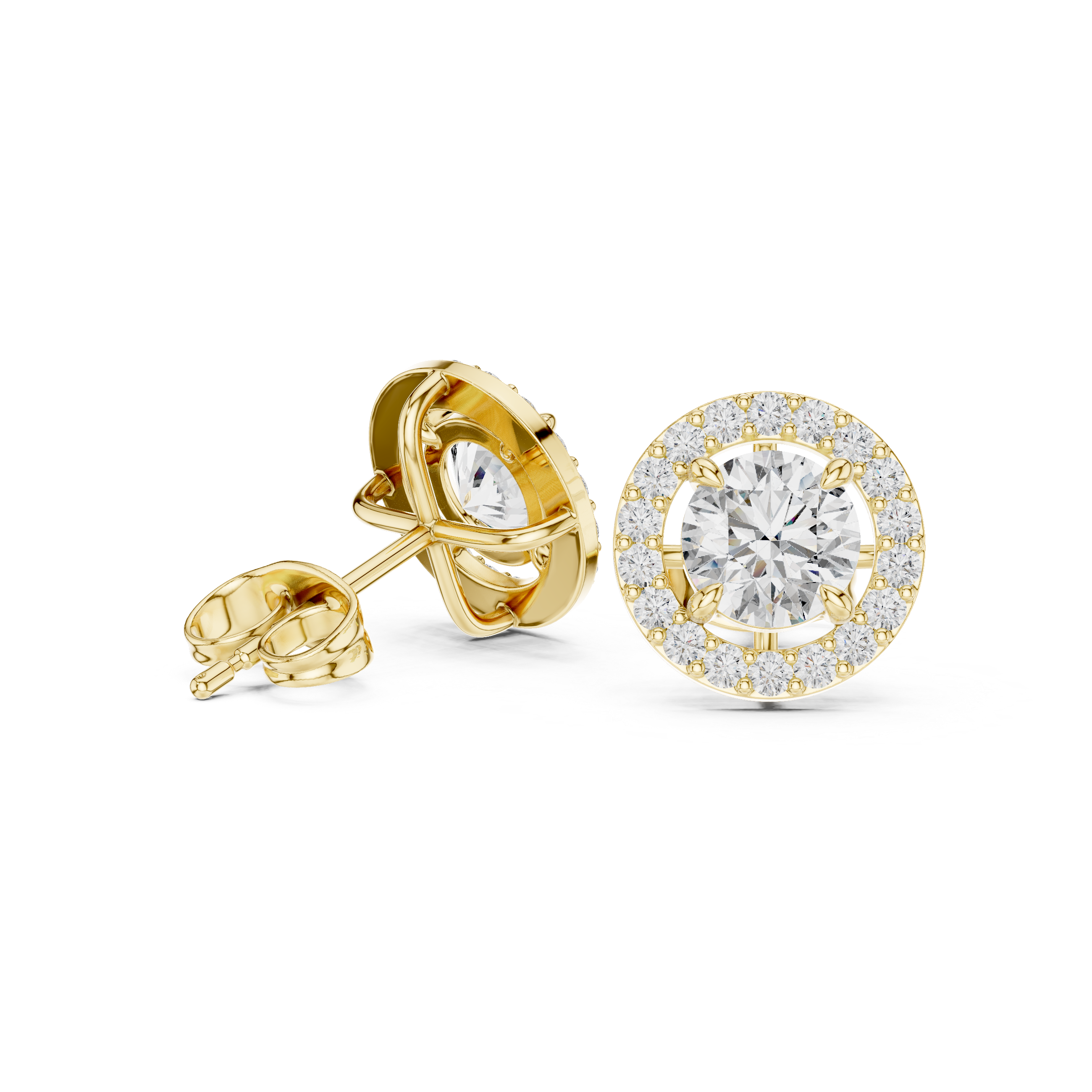 Waterfall Cascade Diamond Stud Earrings in Yellow Gold - VYKA Diamonds