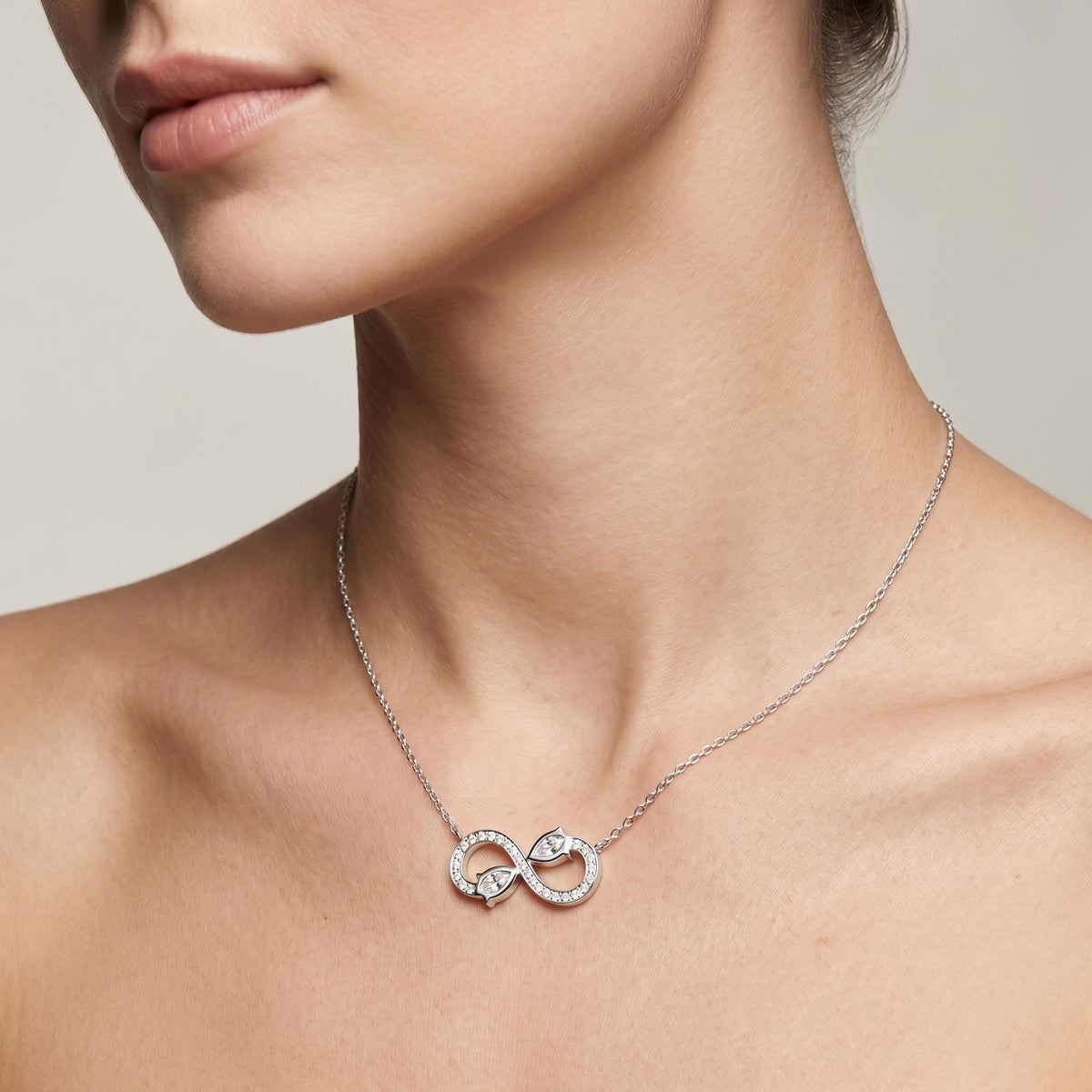 Pear Diamond Infinity Necklace