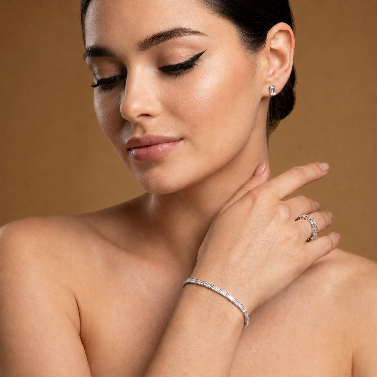Baguette Collet Diamond Bangle — lifestyle