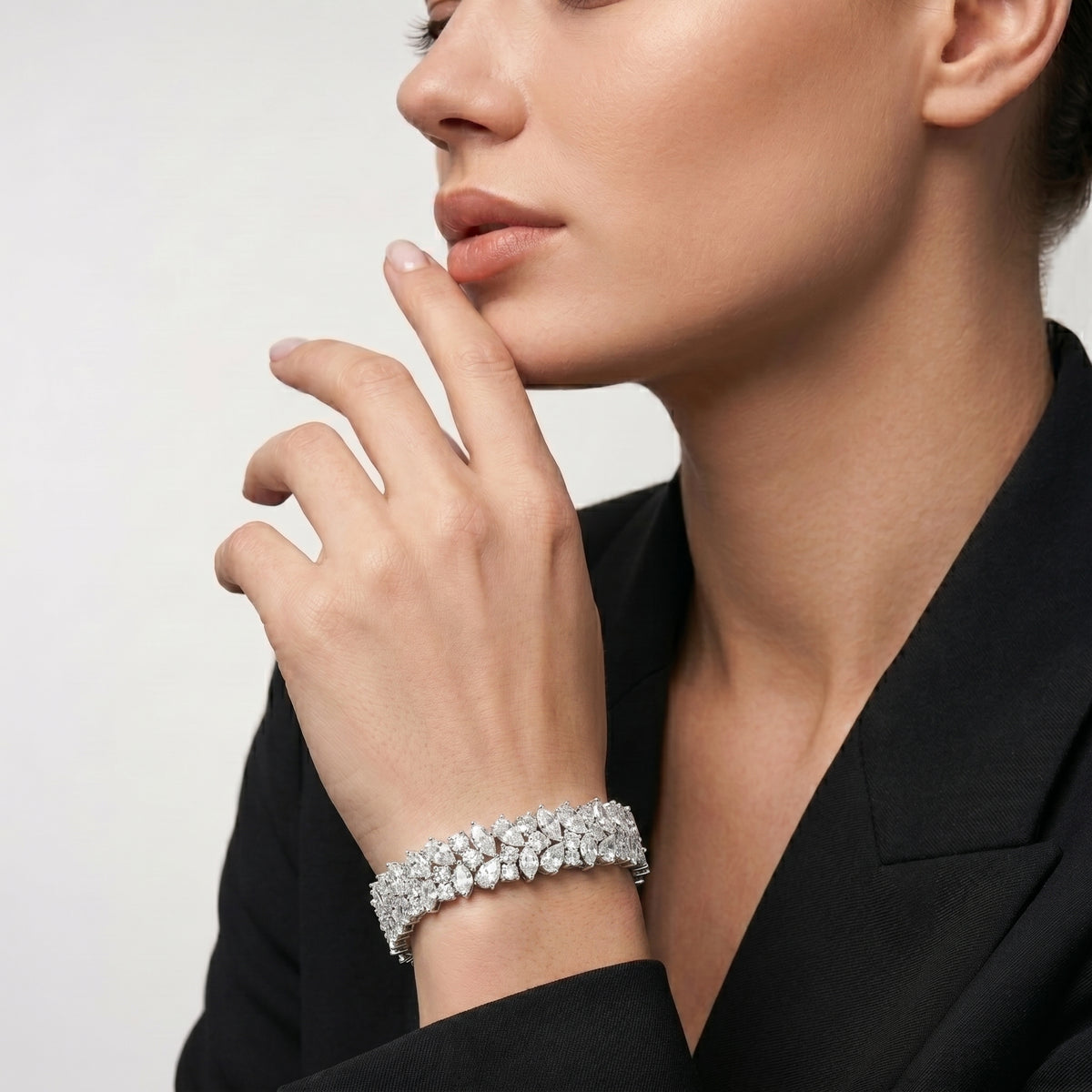 Marquise and Pear Cluster Diamond Bracelet