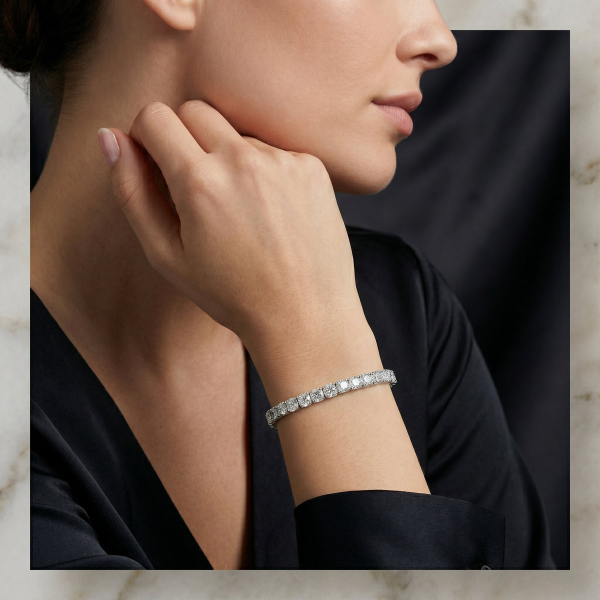 Cushion Collet Eternity Bracelet — lifestyle