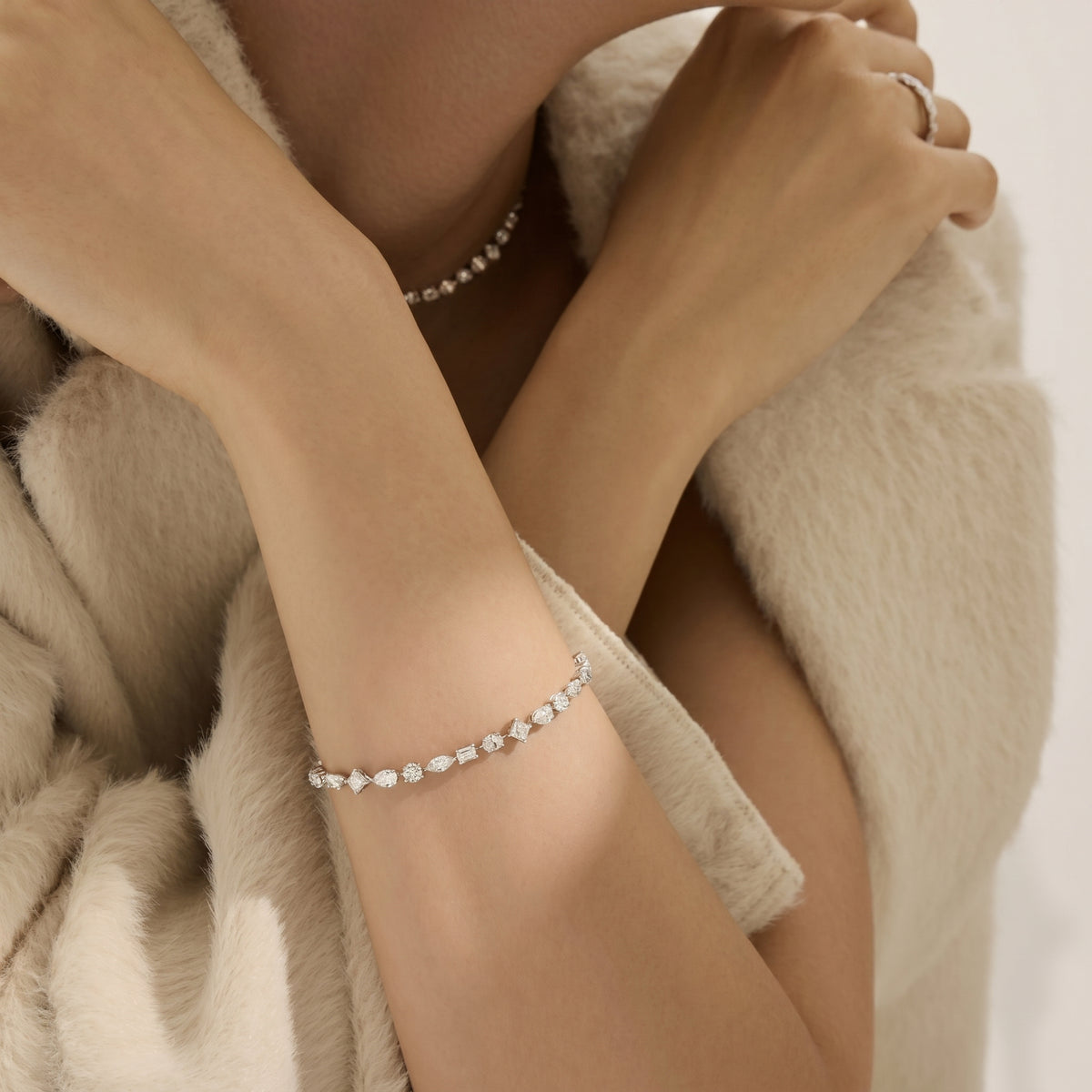 Mixed Cut Diamond Station Bracelet
