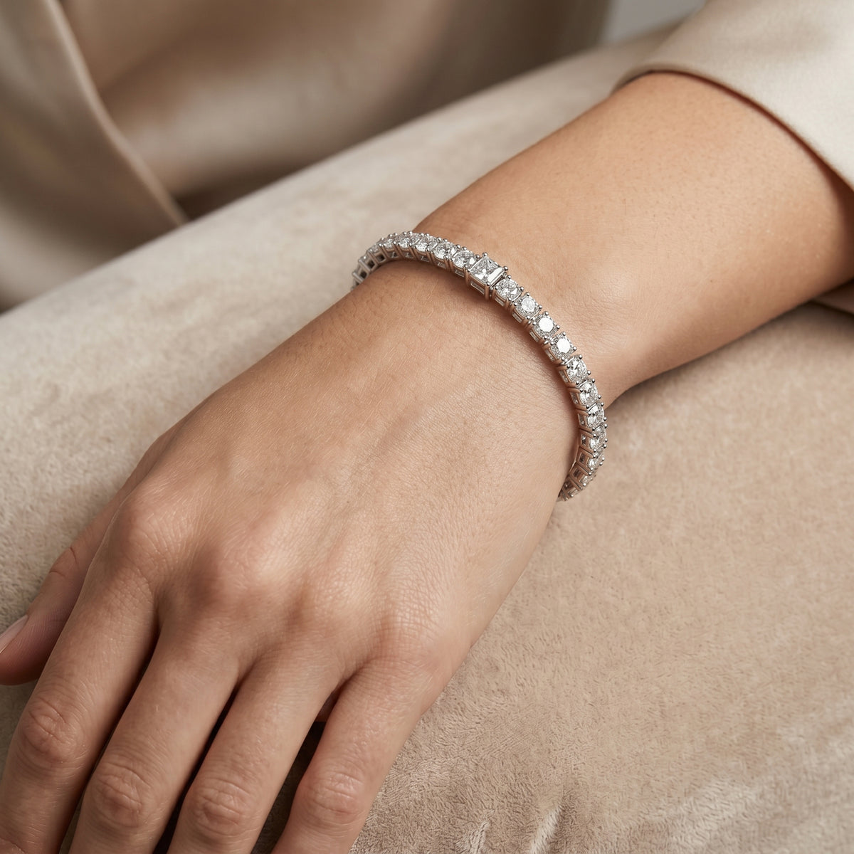 Princess-Cut Collet Bracelet — lifestyle