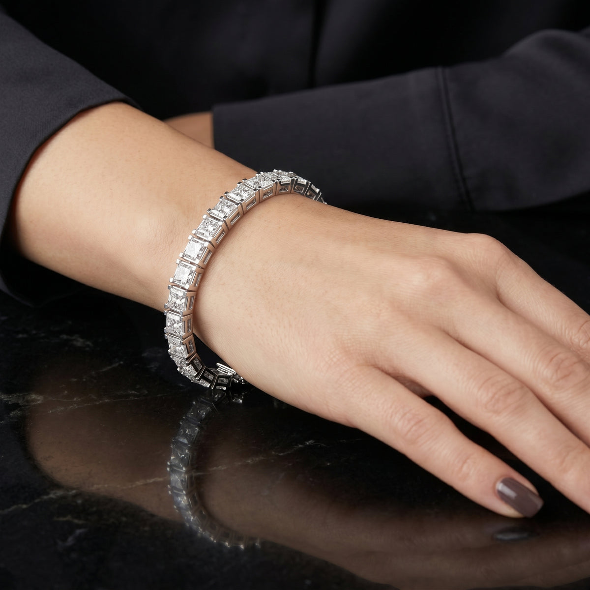 Large Princess Cut Diamond Tennis Bracelet