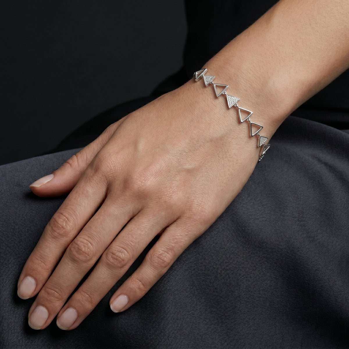 Triangle Link Pave Diamond Bangle