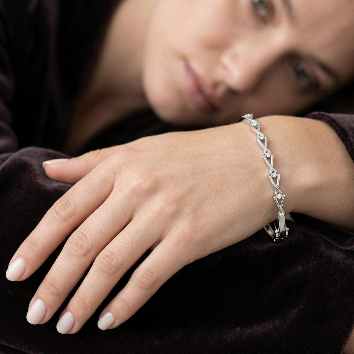 Gold Chevron Diamond Bangle