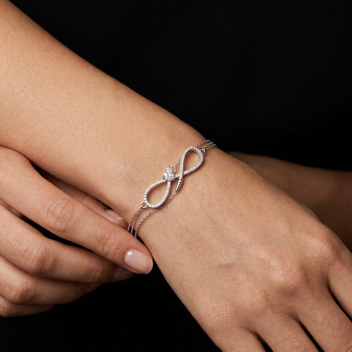 Pave Infinity Pear Diamond Chain Bracelet