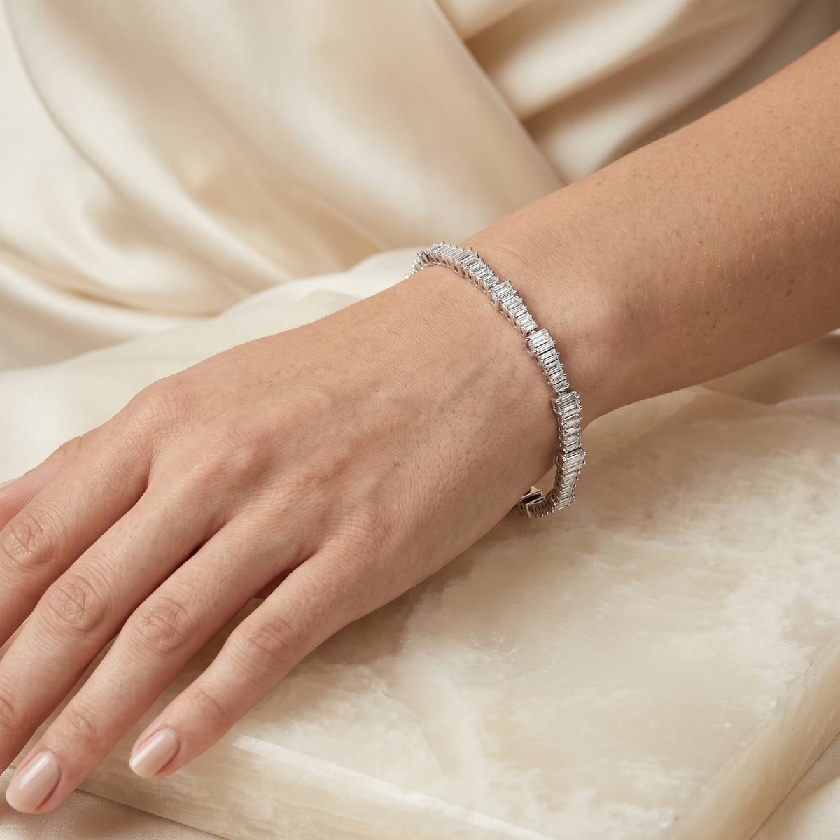 Graduated Baguette Diamond Tennis Bracelet