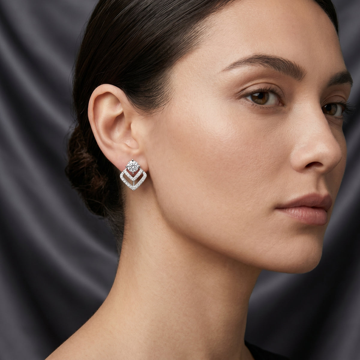 Chevron Diamond Stud Earrings