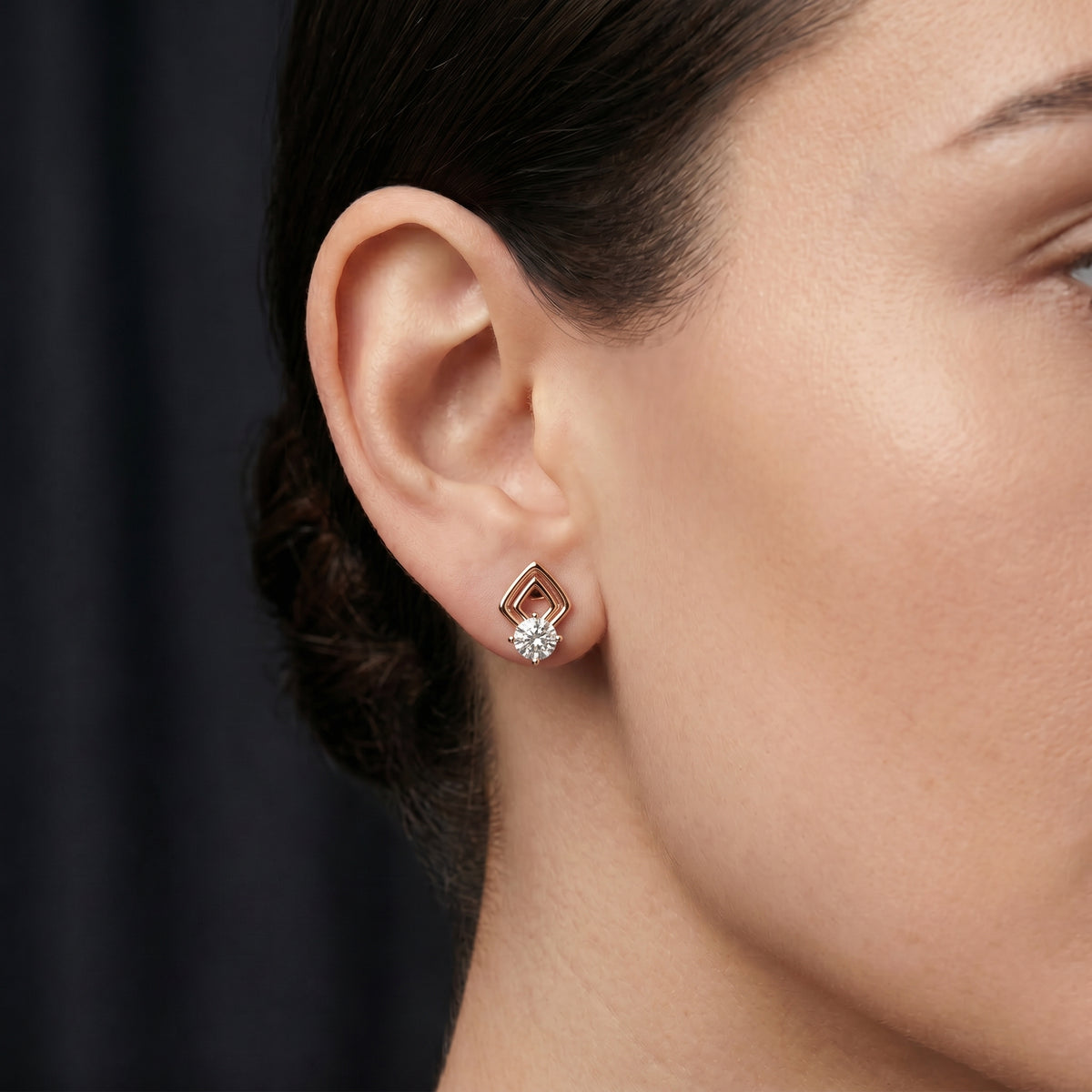 Geometric Diamond Drop Earrings