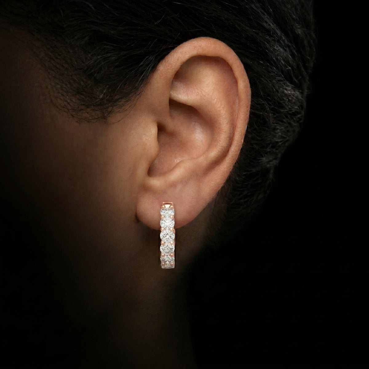 Graduated Diamond Hoop Earrings