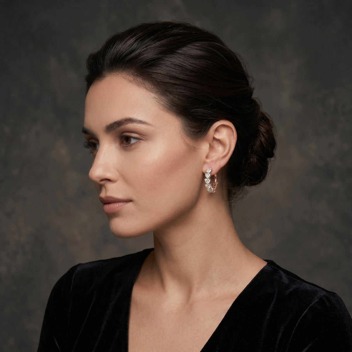 Heart Diamond Huggie Earrings