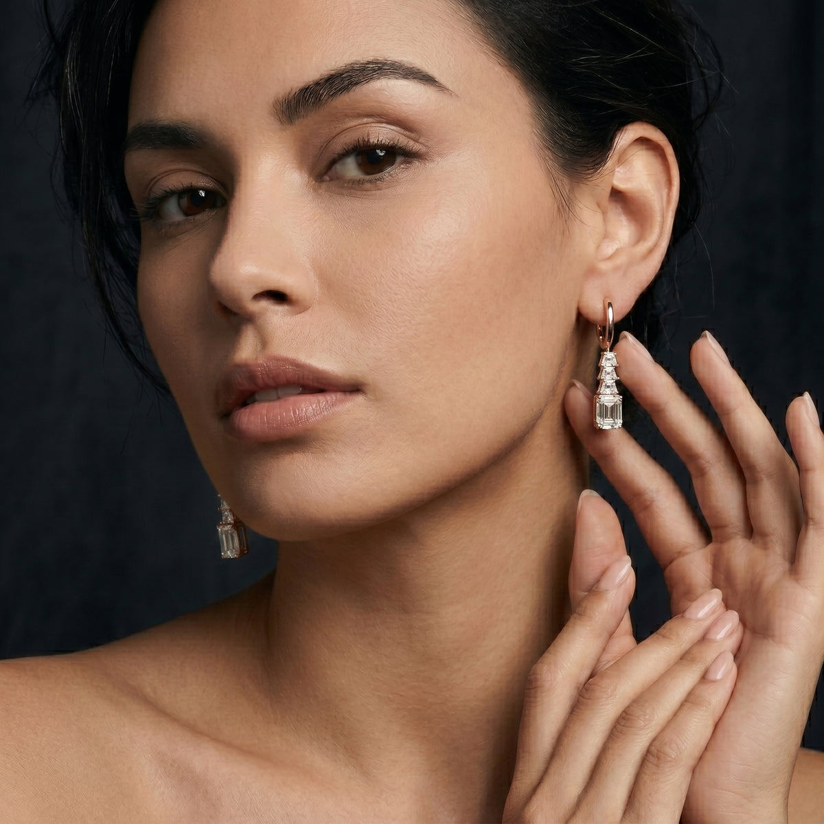 Emerald Cut Cascade Drop Earrings