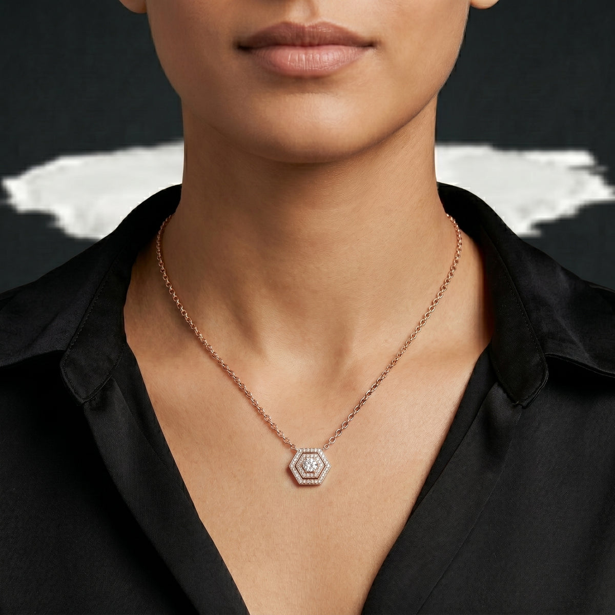 Hexagon Pave Diamond Pendant