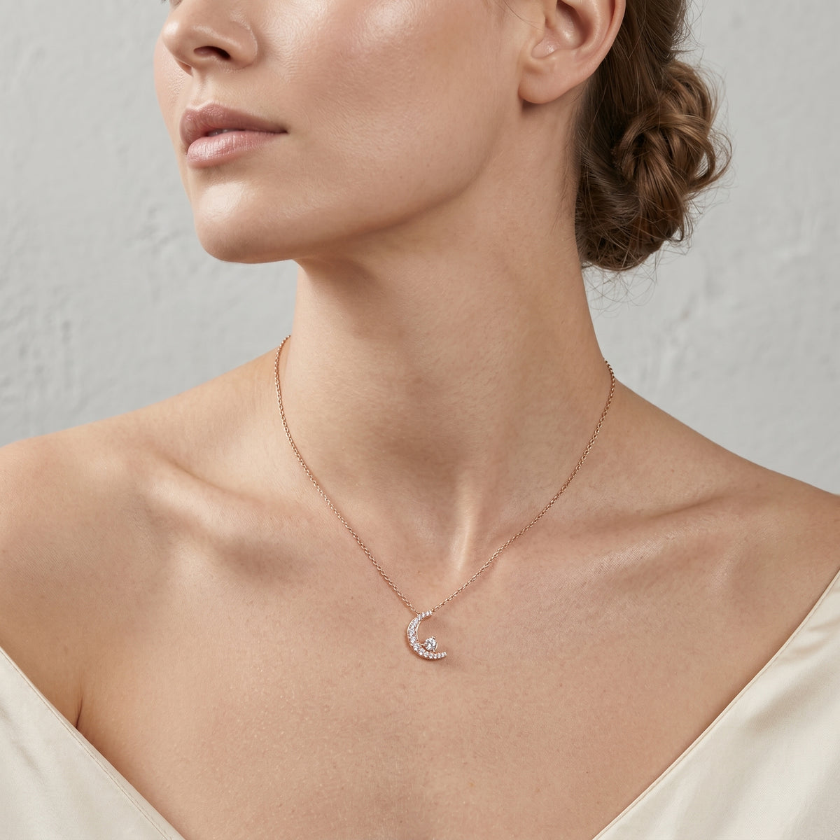 Crescent Moon Diamond Pendant