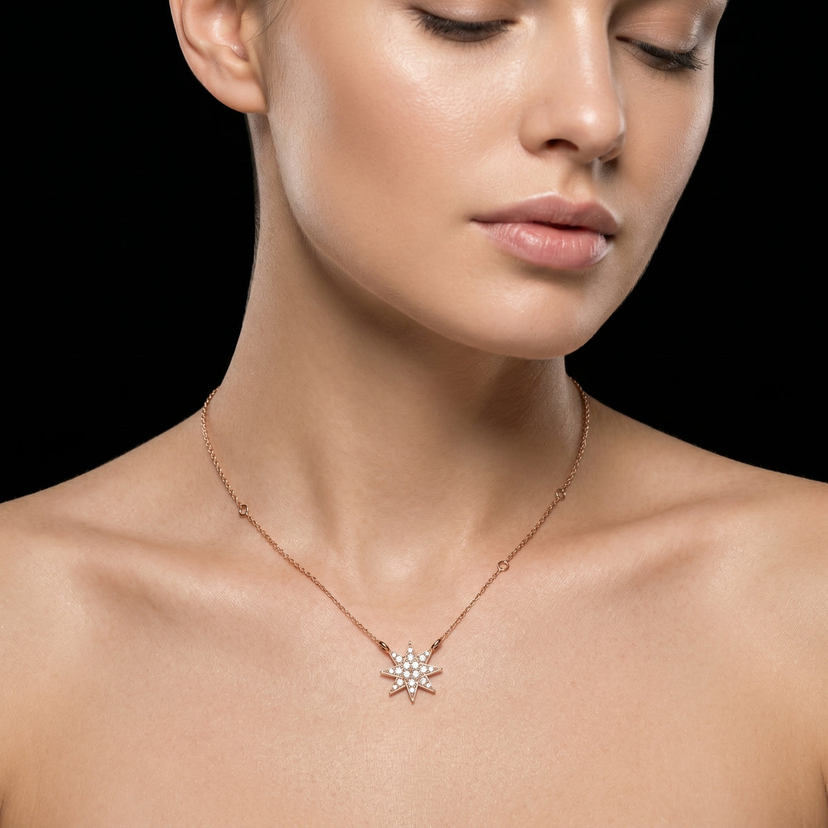 Eight Point Star Diamond Necklace