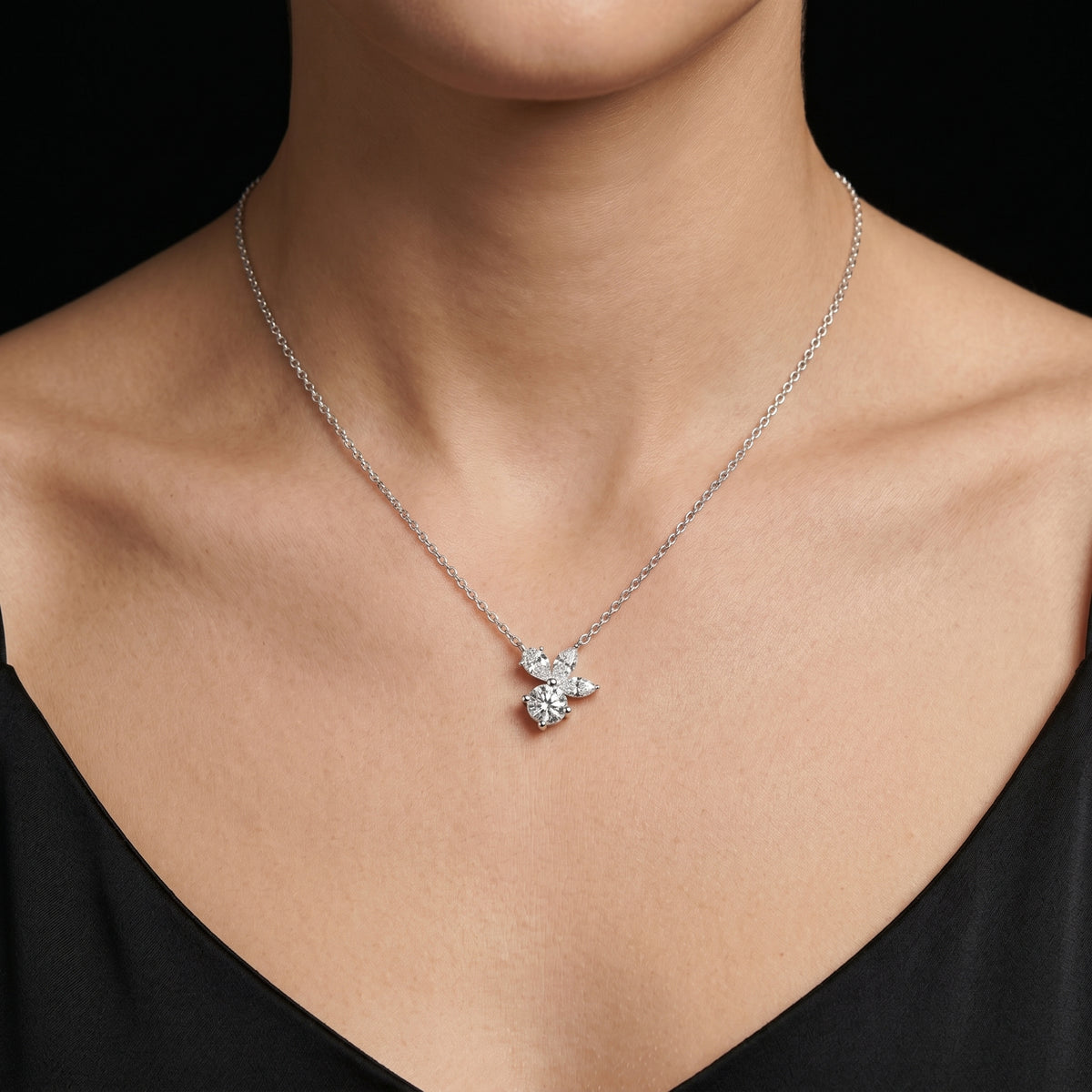 Marquise and Pear Butterfly Diamond Necklace