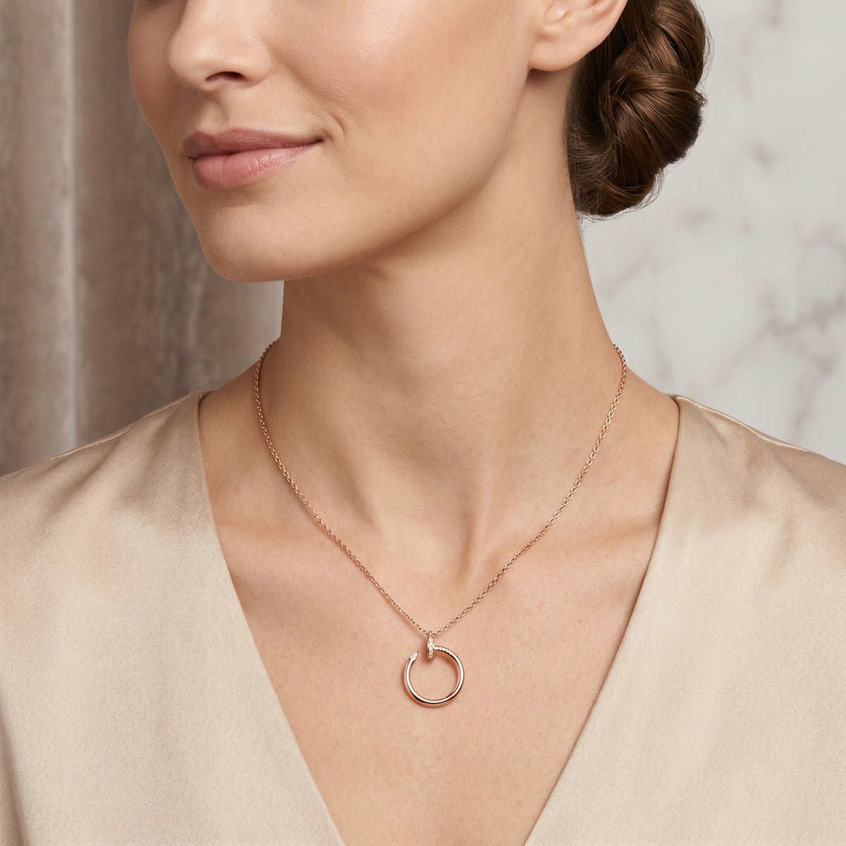 Pave Nail Loop Diamond Pendant