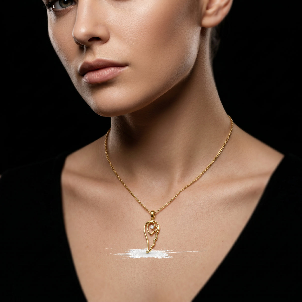 Open Swirl Teardrop Diamond Pendant