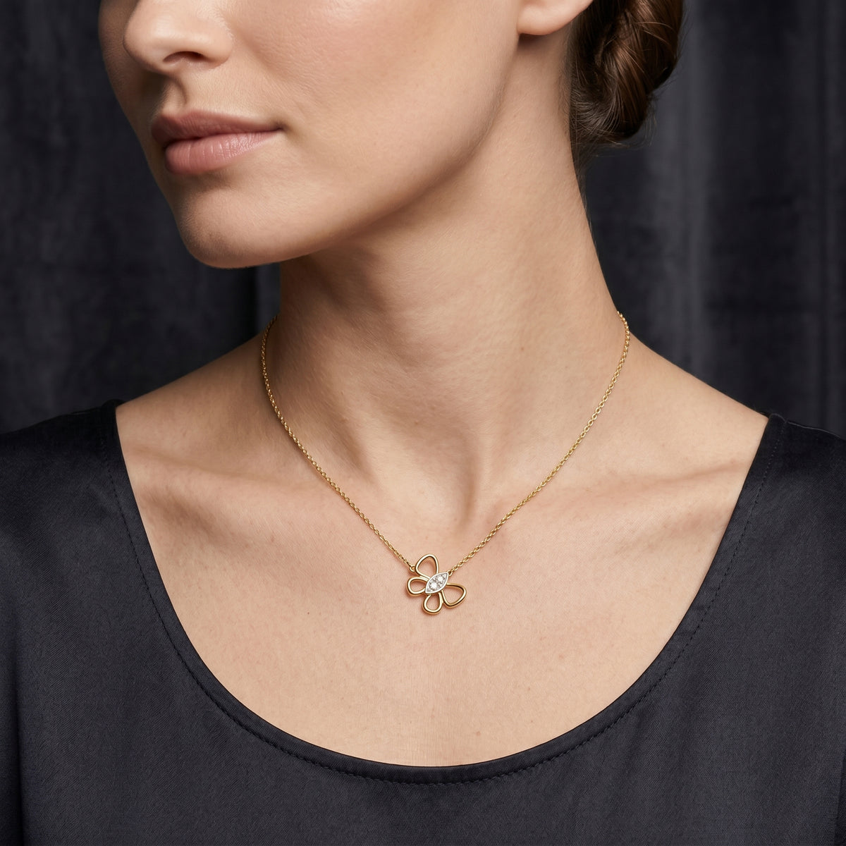 Open Butterfly Diamond Necklace