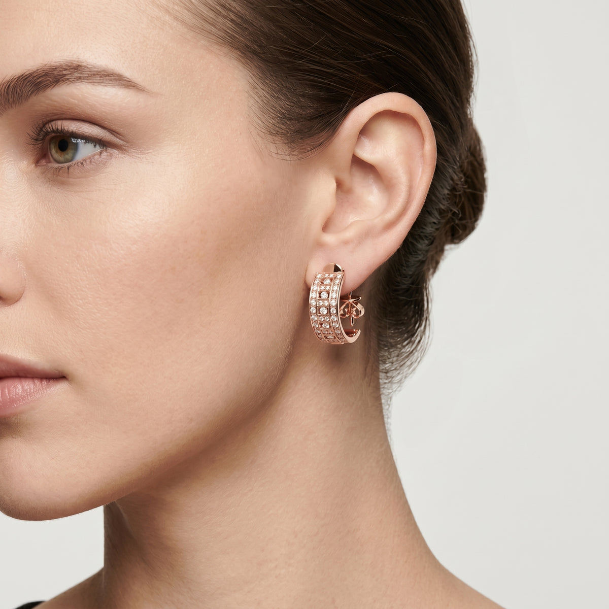 Triple Row Art Deco Huggie Earrings