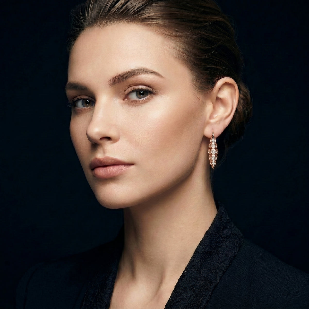 Sculpted Trio Diamond Earrings