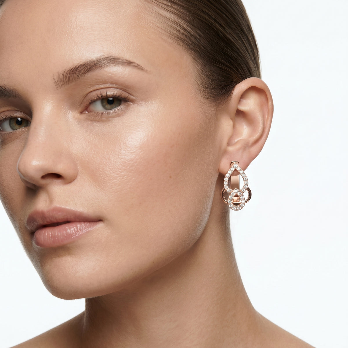 Pear Halo Diamond Drop Earrings