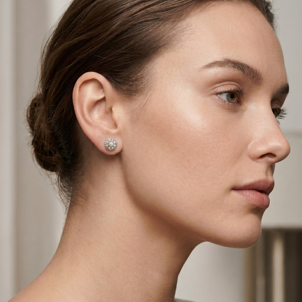 Garden Lattice Diamond Stud Earrings