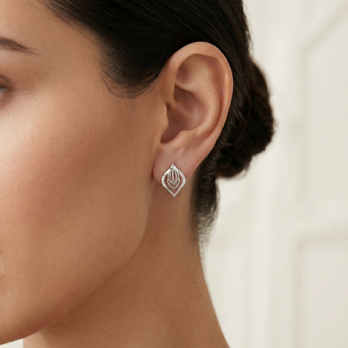 Kite Frame Diamond Stud Earrings