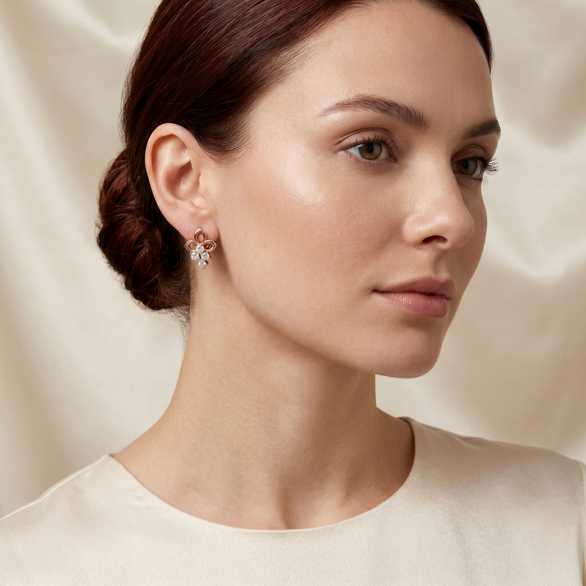 Trio Cluster Diamond Stud Earrings